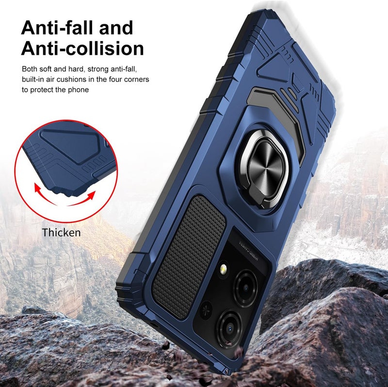 Mocotto for TCL K32/K33 5G 2025 Phone Case with Tempered Glass Screen Protector,Military Grade Shockproof Protective Cover,with Ring Kickstand (Blue) - Image 5